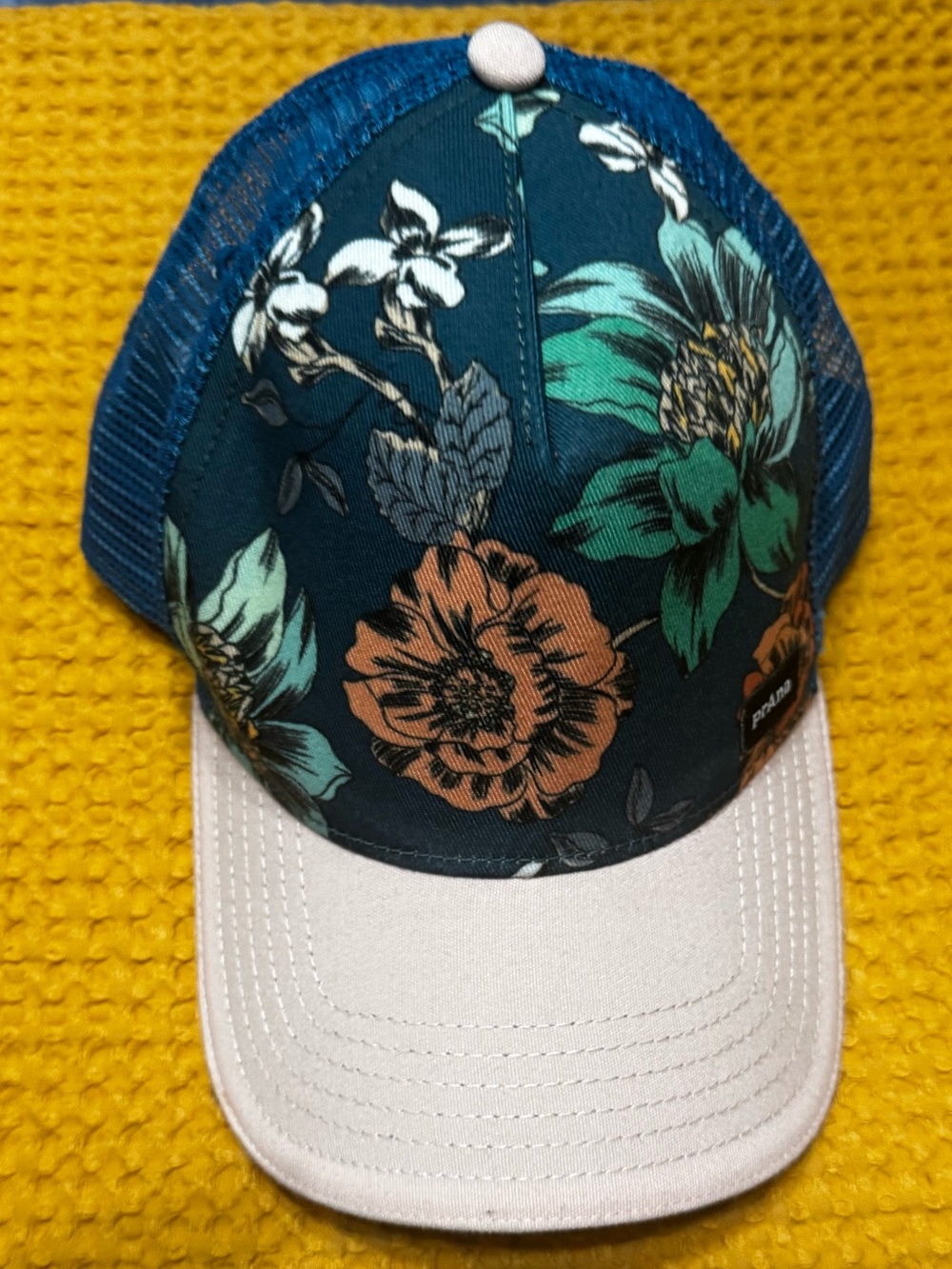 Prana Floral Trucker Hat in Teal, Peach & Green - Picture 5 of 6